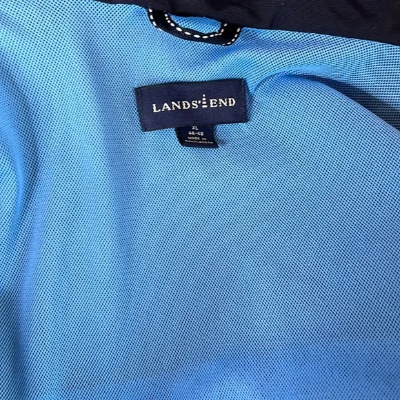 Lands’ End Men’s Navy Windbreaker retractable hood size XL - Picture 8 of 9
